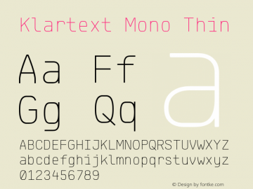 Klartext Mono Thin Version 1.002; Fonts for Free; vk.com/fontsforfree图片样张