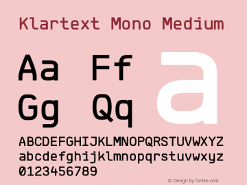 Klartext Mono Medium Version 1.002; Fonts for Free; vk.com/fontsforfree图片样张