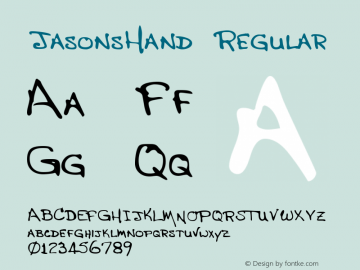 JasonsHand Regular Handwriting KeyFonts, Copyright (c)1995 SoftKey Multimedia, Inc., a subsidiary of SoftKey International, Inc.图片样张