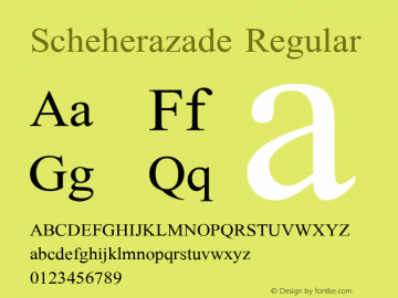 Scheherazade Regular Version 2.020 (build 602/603) Font Sample