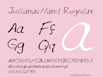 JulianasHand Regular Copyright (c)1996 Expert Software, Inc. Font Sample