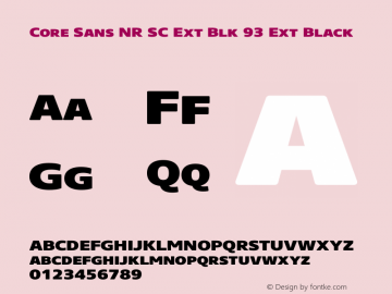 Core Sans NR SC Ext Blk 93 Ext Black Version 1.000 Font Sample