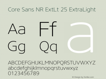 Core Sans NR ExtLt 25 ExtraLight Version 1.000图片样张