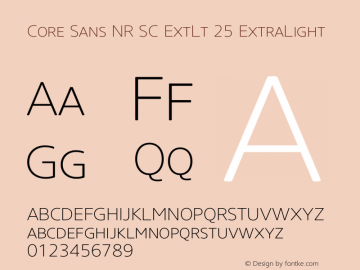 Core Sans NR SC ExtLt 25 ExtraLight Version 1.000图片样张