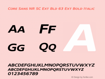 Core Sans NR SC Ext Bld 63 Ext Bold Italic Version 1.000 Font Sample