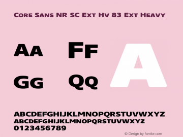 Core Sans NR SC Ext Hv 83 Ext Heavy Version 1.000 Font Sample