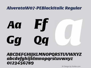 AlverataW07-PEBlackItalic Regular Version 1.100图片样张