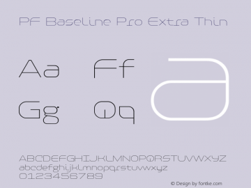 PF Baseline Pro Extra Thin Version 3.000 Font Sample