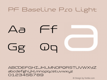 PF Baseline Pro Light Version 3.000 Font Sample