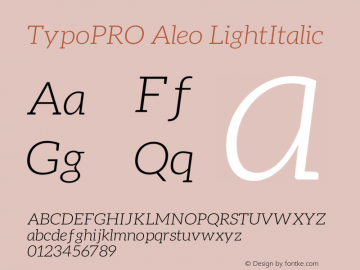 TypoPRO Aleo LightItalic Version 1.1 Font Sample