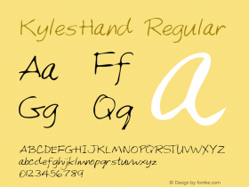 KylesHand Regular Handwriting KeyFonts, Copyright (c)1995 SoftKey Multimedia, Inc., a subsidiary of SoftKey International, Inc. Font Sample