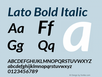 Lato Bold Italic Version 1.104; Western+Polish opensource图片样张
