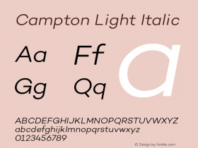 Campton Light Italic Version 1.000;PS 001.001;hotconv 1.0.56图片样张