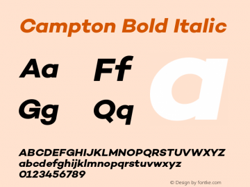Campton Bold Italic Version 1.000;PS 001.001;hotconv 1.0.56 Font Sample