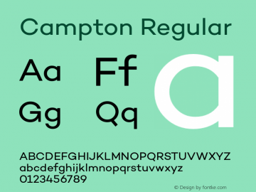 Campton Regular Version 1.000;PS 001.001;hotconv 1.0.56 Font Sample