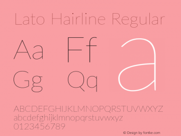 Lato Hairline Regular Version 2.007; 2014-02-27图片样张