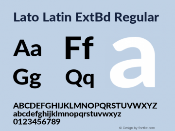 Lato Latin ExtBd Regular 2.007 Font Sample