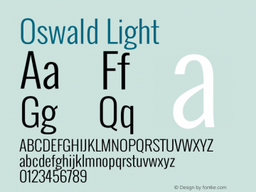 Oswald Light Version 2.3 Font Sample