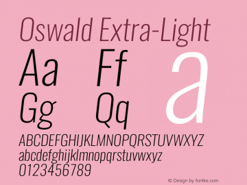 Oswald Extra-Light 3.0 Font Sample
