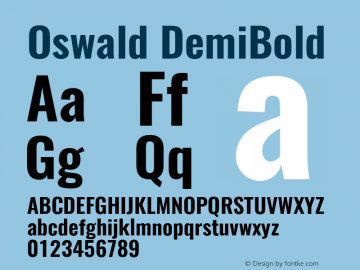 Oswald DemiBold 3.0 Font Sample