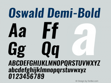 Oswald Demi-Bold 3.0 Font Sample
