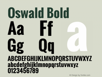 Oswald Bold Version 2.002 Font Sample