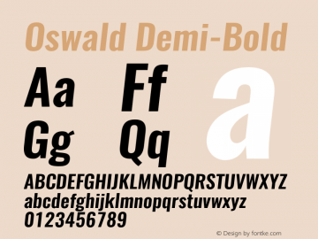 Oswald Demi-Bold 3.0 Font Sample