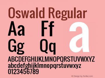 Oswald Regular Version 2.3 Font Sample