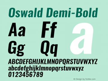 Oswald Demi-Bold 3.0 Font Sample