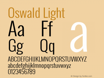 Oswald Light Version 2.002; ttfautohint (v0.92.18-e454-dirty) -l 8 -r 50 -G 200 -x 0 -w 