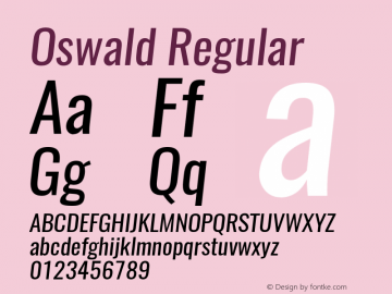 Oswald Regular 3.0 Font Sample