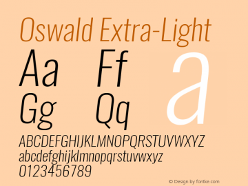Oswald Extra-Light 3.0 Font Sample