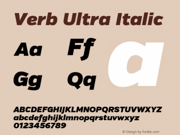 Verb Ultra Italic Version 2.002 2014 Font Sample