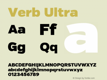 Verb Ultra Version 2.002 2014 Font Sample