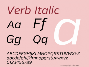 Verb Italic Version 2.002 2014 Font Sample