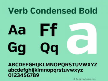 Verb Condensed Bold Version 2.002 2014 Font Sample