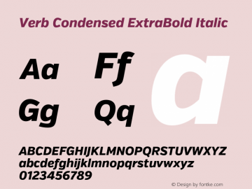 Verb Condensed ExtraBold Italic Version 2.002 2014图片样张