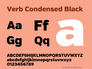 Verb Condensed Black Version 2.002 2014 Font Sample
