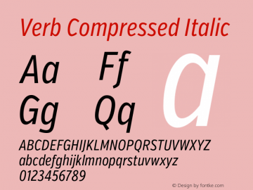 Verb Compressed Italic Version 2.003 2014 Font Sample