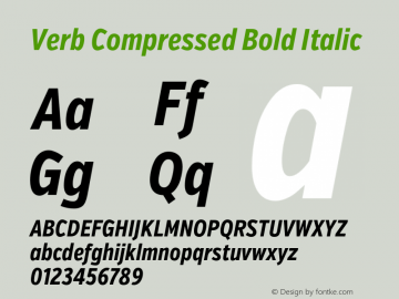 Verb Compressed Bold Italic Version 2.003 2014 Font Sample