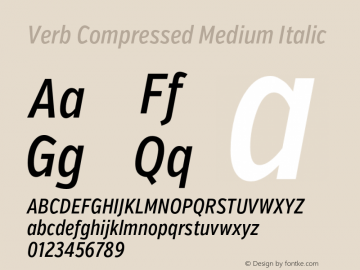 Verb Compressed Medium Italic Version 2.003 2014 Font Sample