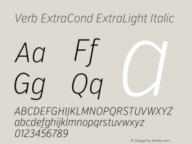 Verb ExtraCond ExtraLight Italic Version 2.003 2014图片样张