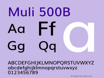 Muli 500B Version x ; ttfautohint (v0.94.23-7a4d-dirty) -l 8 -r 50 -G 200 -x 0 -w 