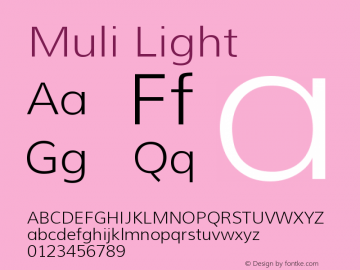 Muli Light Version 1.000 Font Sample