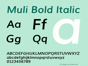 Muli Bold Italic Unknown Font Sample