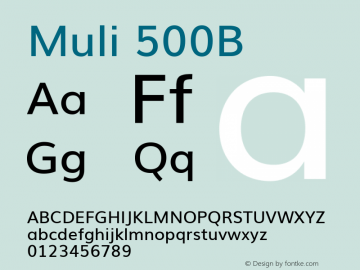 Muli 500B Version x ; ttfautohint (v0.94.23-7a4d-dirty) -l 8 -r 50 -G 200 -x 0 -w 