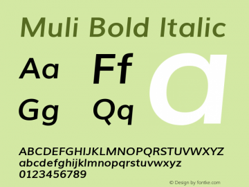 Muli Bold Italic Unknown图片样张