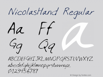 NicolasHand Regular Handwriting KeyFonts, Copyright (c)1995 SoftKey Multimedia, Inc., a subsidiary of SoftKey International, Inc.图片样张