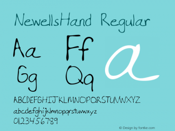 NewellsHand Regular Copyright (c)1996 Expert Software, Inc. Font Sample