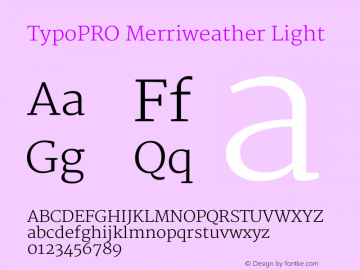 TypoPRO Merriweather Light Version 1.003 Font Sample